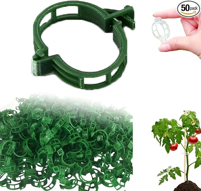 Secured Plastic Plant Clip 100 Pcs, 2024 Plant Support Clips Garden Climbing Vines Fixing Clip, Upgraded Plant Support Clips Reusable Garden Clips Trellis Clips Climbing Tomato Clips (50, Green)