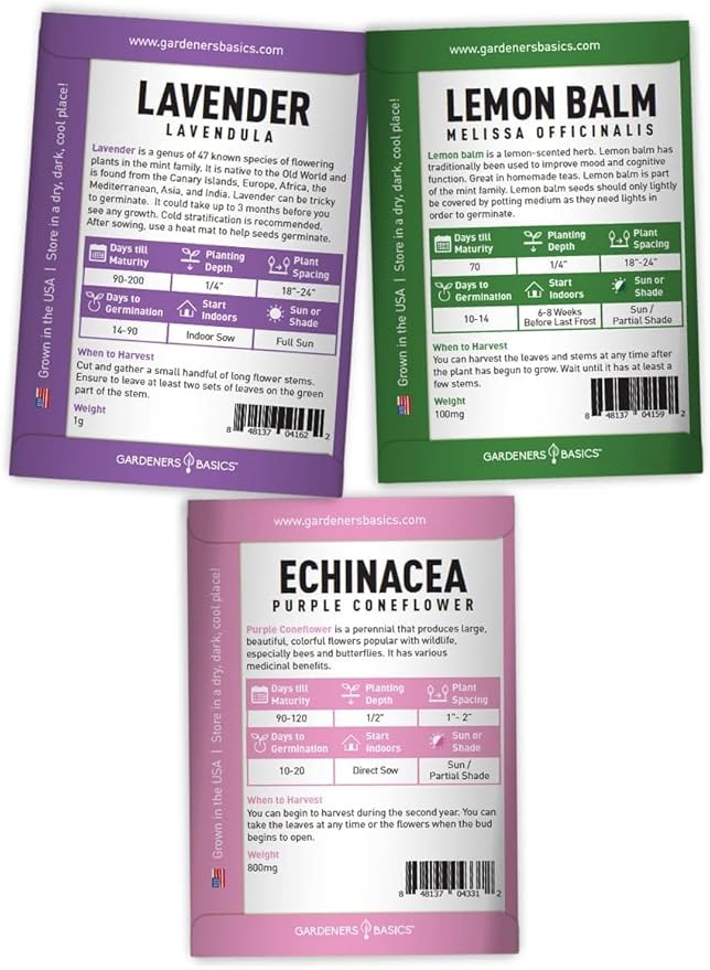 Herb Growing Kit Indoor for Hydroponics and Aquaponics- Includes Medicinal Lavender, Chamomile, Lemon Balm, Peppermint and Echinacea Heirloom Garden Seeds, Grow Seedpods Domes