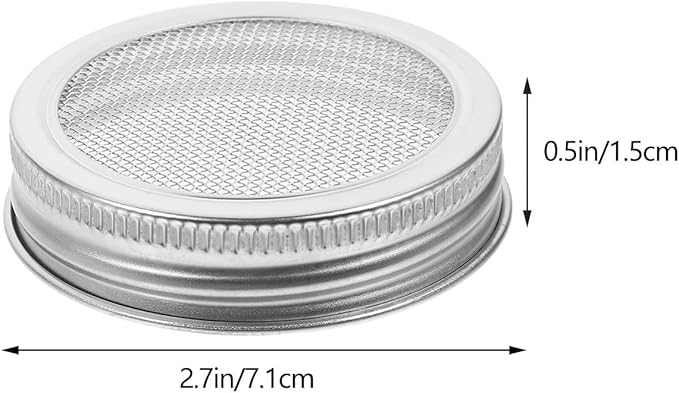 Toyvian 4pcs Stainless Steel Wide Mouth Sprouting Jar Lids 70mm Mesh Strainer Replacement Covers for Mason Jars Seed Sprouter Kitchen Canning Accessories
