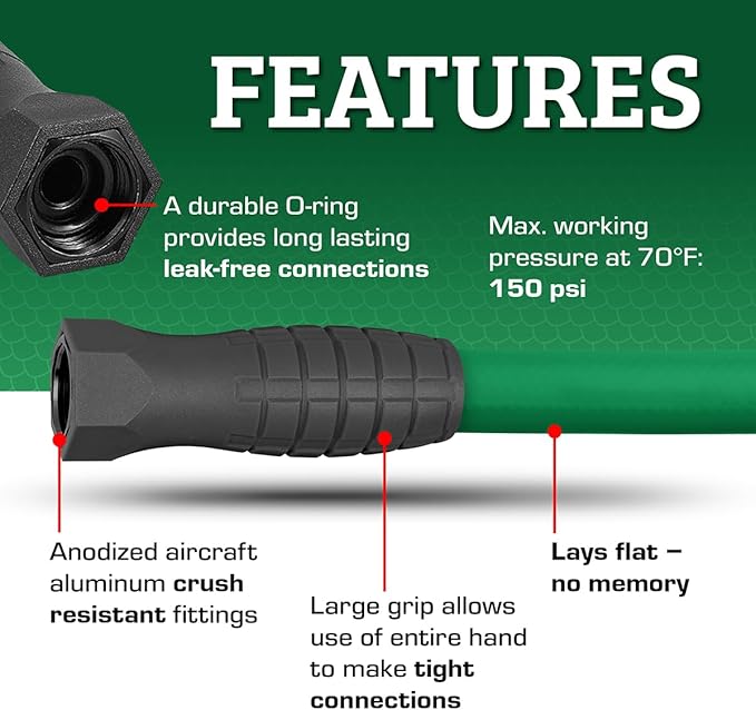 Flexzilla Colors SwivelGrip Garden Hose 5/8 in. x 10 ft., Lightweight All-Weather Water Hose, Durable and Flexible, Leak-Free Connections, Forest Green