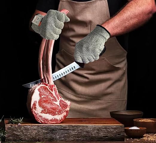 Cutting Gloves, 1 Pairs of Cut Resistant Gloves Food Grade, Cut Resistant Gloves for Kitchen, Oyster Shucking, Fish Fillet Processing, Carving Wood and Gardening(Medium-Grey)