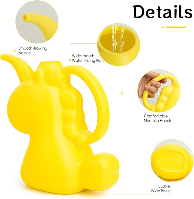 XXXFLOWER Unicorns Indoor Watering Can, 1 L Cute Animal Water Cans, Novelty Unicorns Shape Watering Pot for Office House Indoor Garden（Yellow）