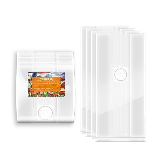 25 Packs 6 Mil Mushroom Grow Bags, Thick Spawn Bags 5" X 8" X 20" with 0.2 Micron Filter Breathable Autoclavable Durable Tear-Resistant