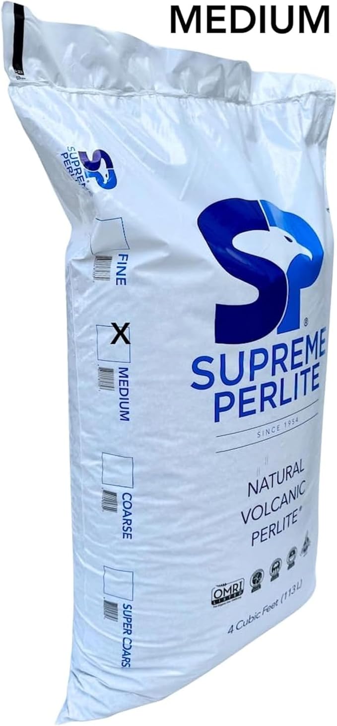 Supreme Perlite 4 Pack Medium Horticultural Perlite for Potting Soil, Seed Starting, Propagation, Organic Gardening & Soil Aeration, 4 Cu Ft Bag