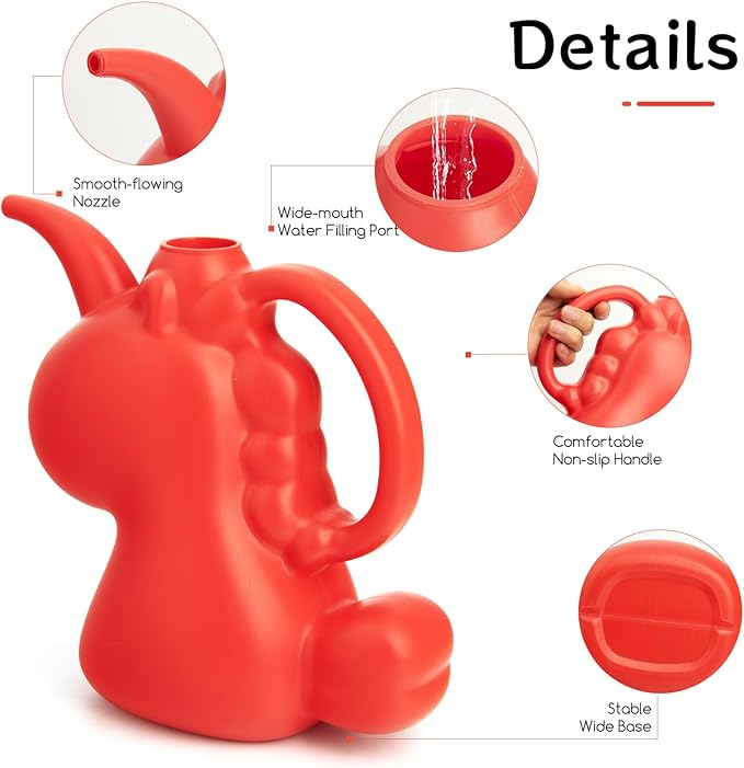 XXXFLOWER Unicorns Indoor Watering Can, 1 L Cute Animal Water Cans, Novelty Unicorns Shape Watering Pot for Office House Indoor Garden（Red）