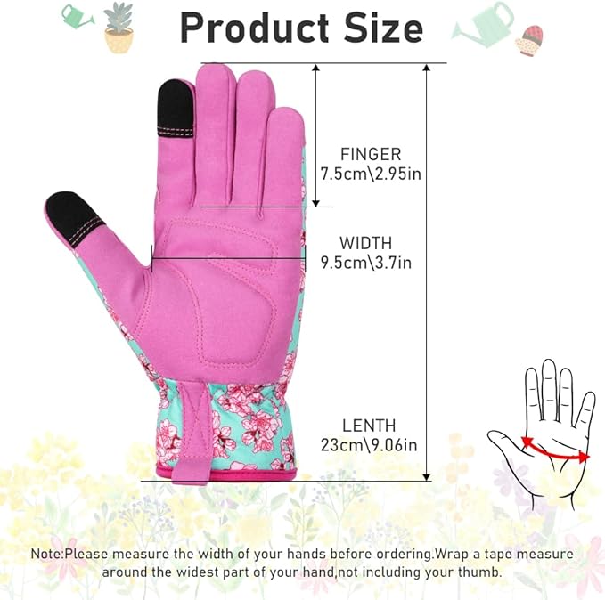 Ainiv Womens Gardening Gloves,Touchscreen Compatible Working Gloves for Weeding,Leather Garden Glove for Women Thorn Proof