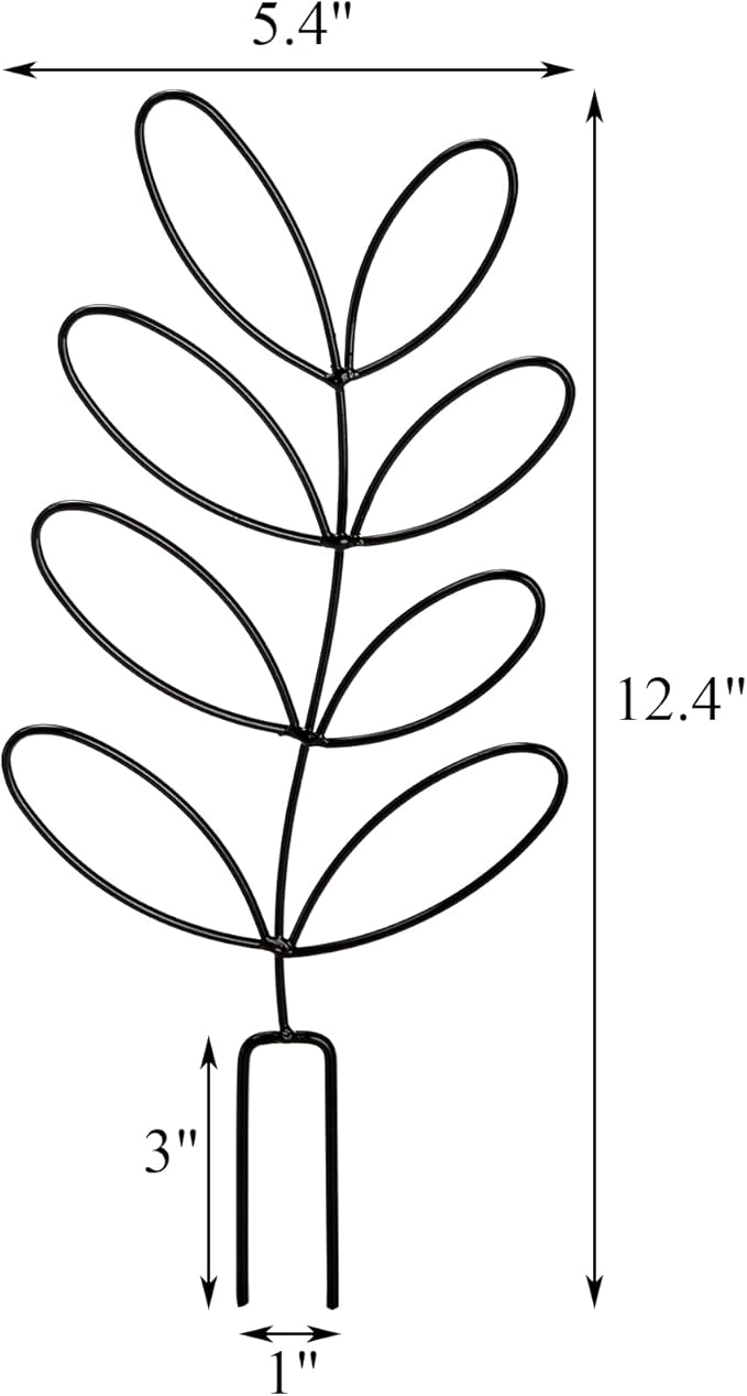 Tosnail 6 Pack 12" Tall Metal Plant Trellis for Potted Plants, Wire Plant Stakes, Small Garden Trellis, Cute Leaf Shaped Plant Support for Houseplant Home Climbing Plants Indoor Outdoor