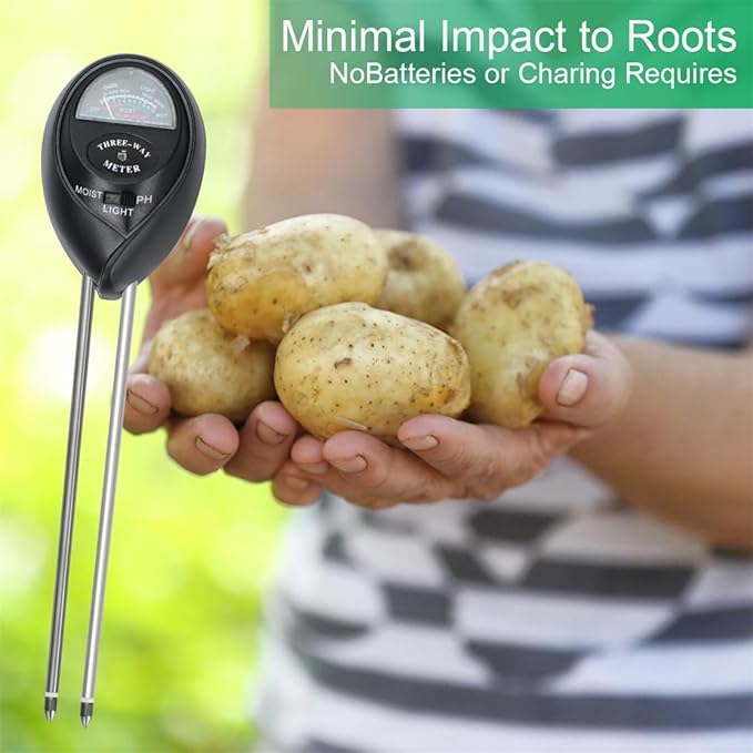 Soil Moisture Meter 3-in-1 Plant Moisture Light PH Tester Soil Hygrometer Sensor Care Soil Tester for Garden Farm Indoor Outdoor