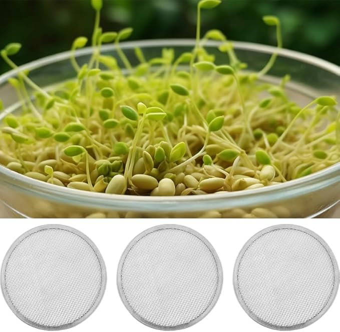 10 Pack Stainless Steel Sprouting Lids for 86mm Wide Mouth Mason Jars - Reusable Mesh Filter Strainer Screens for Beans, Alfalfa, Broccoli Sprouts - Easy Clean