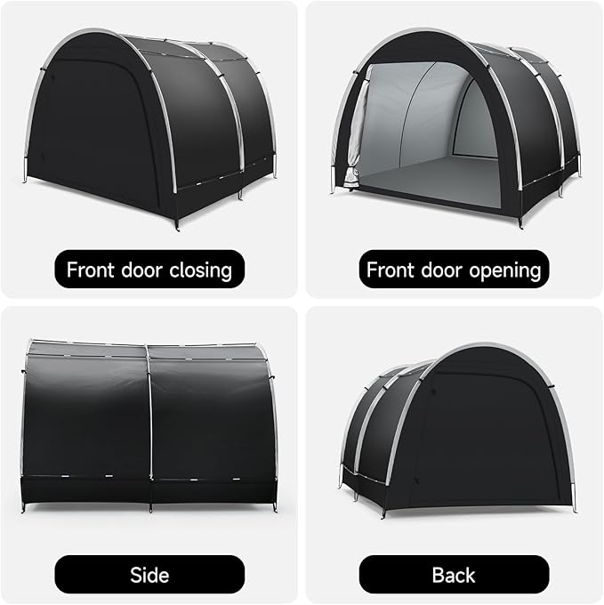 Outdoor Storage Sheds - Bike Tent Waterproof, Upgraded Larger 6.6x7.9x5.6ft Garage Shelters, Bicycle Tent Sheds with Dual-Doors for Motorcycle, Lawn Mower, Garden Tools, Bike Storage/Bike Shed - Large