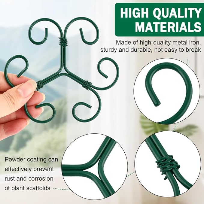 5 Pack Plant Stem Support Set, Reusable Iron Plant Stakes for Indoor Plants, Plant-Support-Stakes for Thriving Growth(Color:Green)