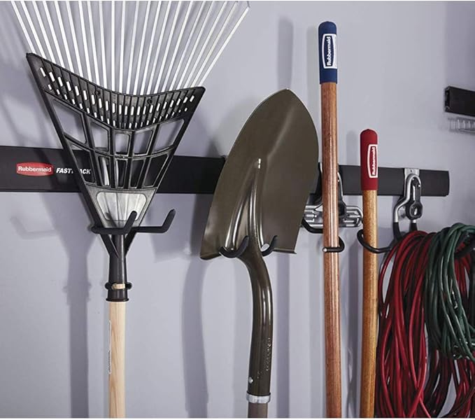 Rubbermaid Fasttrack Wall Double S Hook 2 Handle Garage Storage Organizer Rack for Hand Tools (2 Pack)