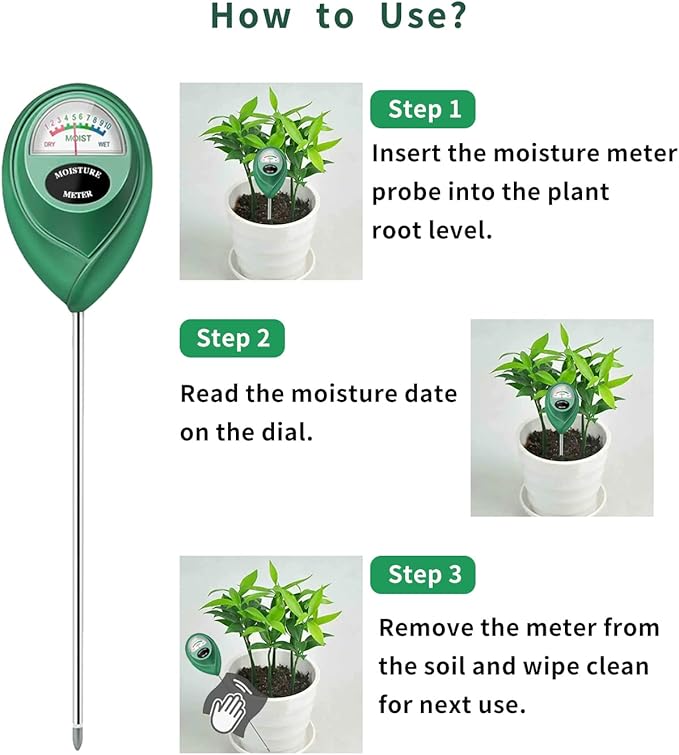 Soil Moisture Meter, Soil Moisture Monitor for House Plants, Soil Hygrometer Moisture Sensor for Indoor & Outdoor, Garden, Farm, Lawn Plant Care, No Battery Needed(Green)