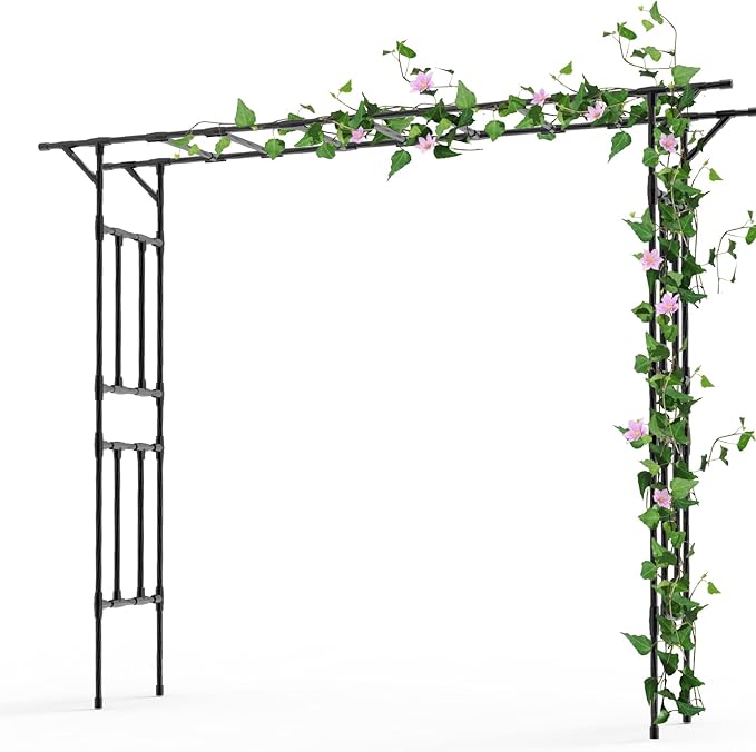 Garden Arch Trellis - 100.4" L×85.4" H Flat Top Garden Arch, Sturdy and Rustproof Garden Arch Trellis for Climbing Plants Outdoor, Arbor Trellis for Backyard, Patio, Lawn, Wedding