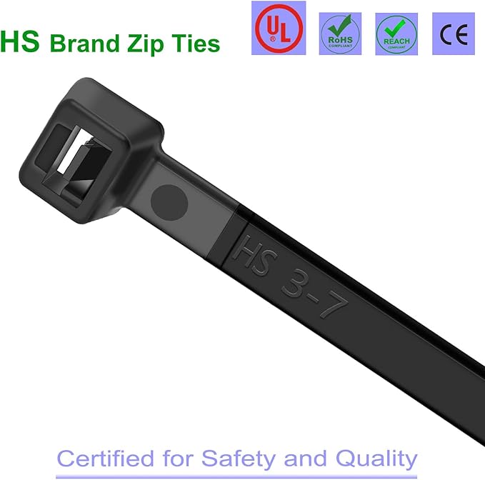 HS 18 Inch Zip Ties Black Heavy Duty 120 Pounds Wide Straps (50 Pack) Nylon PA66 UV Resistant,Self-Locking Large Long Electrical Plastic Cable Wire Zipties for Outdoor Use,Multi Purpose