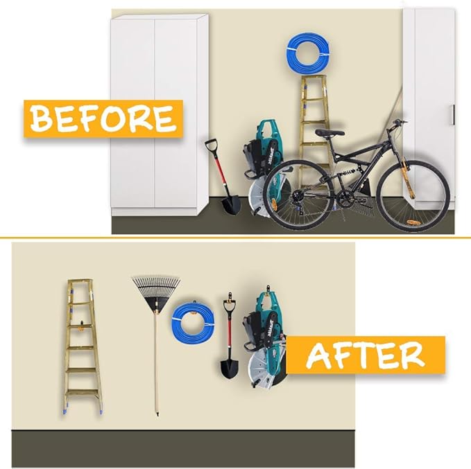 Garage Hooks 22 Pack Heavy Duty Garage Storage Hooks Steel Tool Hangers for Garage Wall Mount Utility Hooks and Hangers with Anti-Slip Coating for Tools Organizer Ladders Bikes Bulky Items