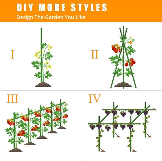 Garden Stakes 58 Inches Heavy Duty Steel Tomato Stake, Plastic Coated Support for Securing Trees, Climbing Plants, Cucumber, Beans, Pack of 40