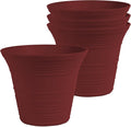 The HC Companies 9 Inch Sedona Round Self Watering Planter Pots, Lightweight UV-Resistant Plastic Indoor & Outdoor Planters, 4-Pack Flower Pots for Garden & Home Decor, Wild Red