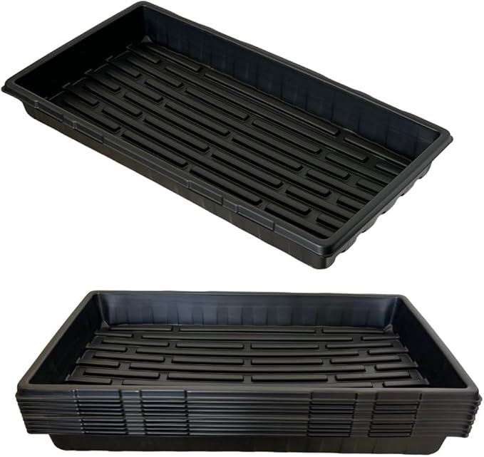 Standard 1020 Tray Sturdy Plant Growing Trays Plastic Seed Starter Tray for Microgreens Heavy Duty Seedling Trays No Drainage Holes 10 Pack