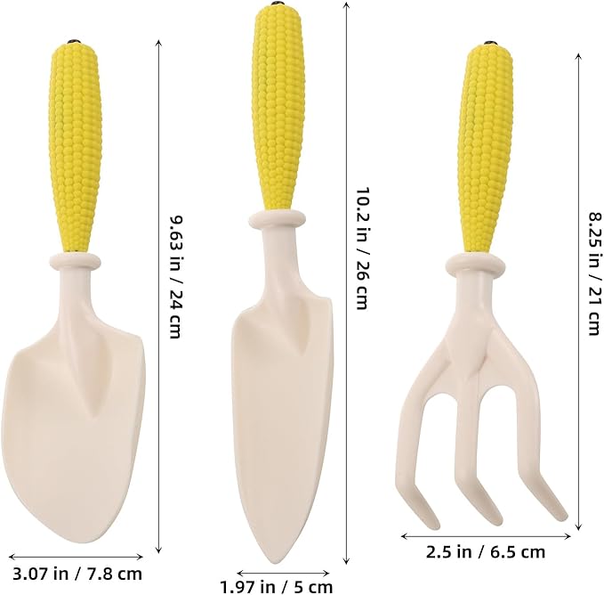 Garden Shovel and Rake Hand Tool Set for Flower Planting, Small Plastic Gardening Trowel with Cultivator, 3pcs Kit for Soil Digging and Plant Care