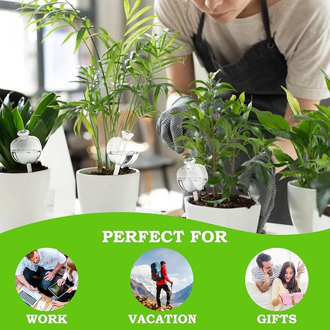 Suyeah 6 Pack Plant Watering Globes Top Fill, Self Watering Planter Spikes Insert, Self Watering Planter Insert Plant Watering Devices Plant Watering Bulbs for Indoor and Outdoor (Pumpkin)