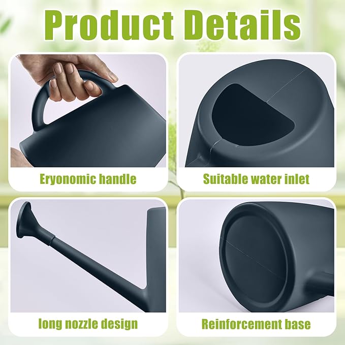 Plant Watering Can - Plastic Indoor and Outdoor - 1/2 Gallon - Grey