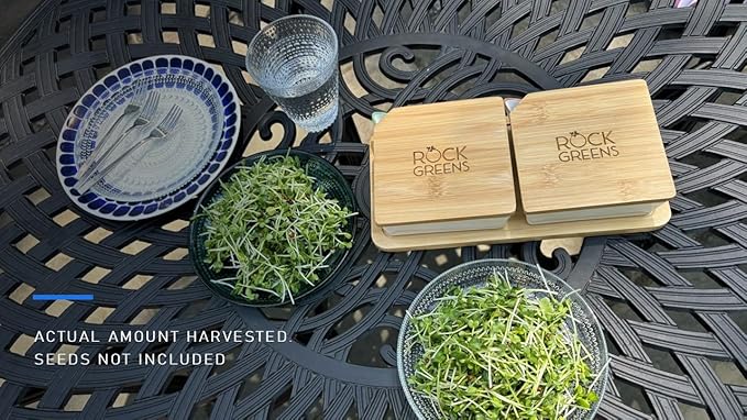 Microgreens Growing Kit. Easy-To-Use, Self-Watering. Includes Two Specially Designed Color-Coded Ceramic Trays With Matching Lids to Create an Optimal Cozy Microenvironment for Seeds; Mats, and a Tray