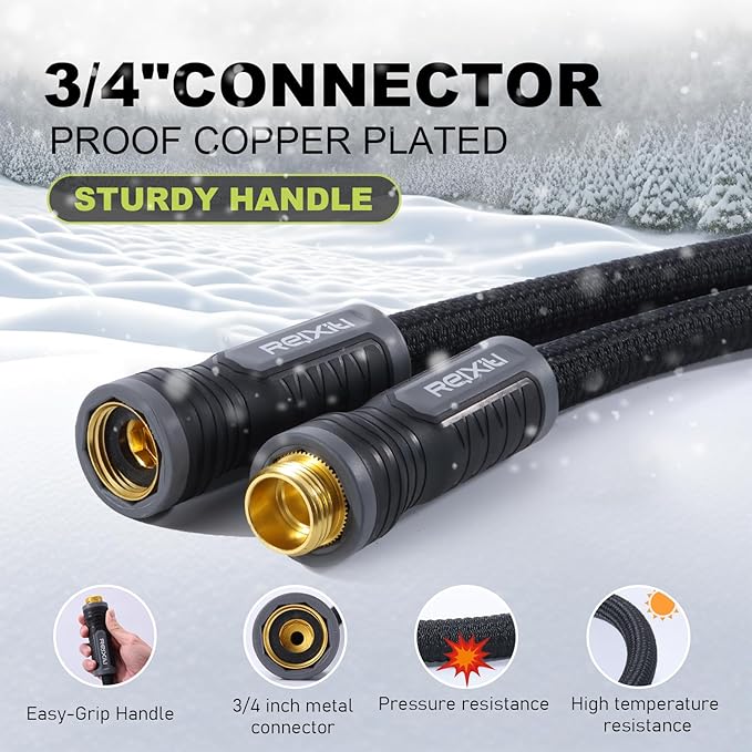Relxitl Garden Hose, Flexible Water Hose, Ultra Lightweight Non-Expanding hose with 10 Function Sprayer, Leak proof, Pressure Resistant for Yard, Outdoor (Black, 25FT)