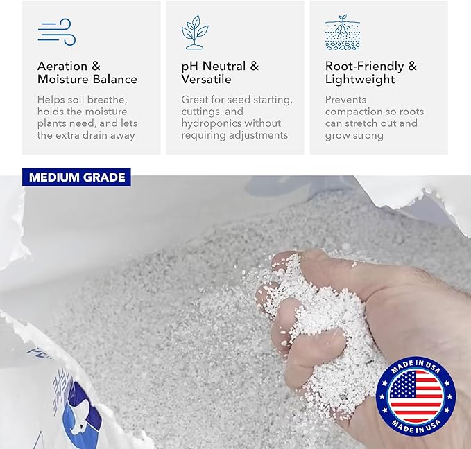 Supreme Perlite Super Coarse Horticulture Perlite, 4 Cu Ft Bag - for High Porosity Potting Soil Mixes, Propagation, and Organic Gardening - Maximizes Drainage & Aeration