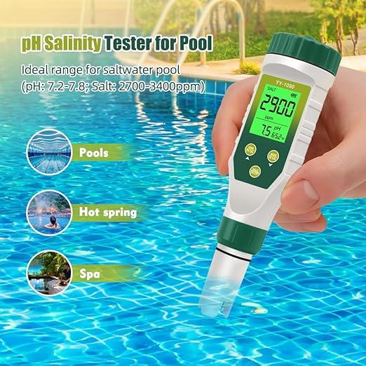 PH Meter & TDS Meter 5 in 1 Water Tester pH/TDS/EC/Salt/Temp Meter,PH Meter for Water with LCD Backlit,pH Tester Digital for Drinking Water.