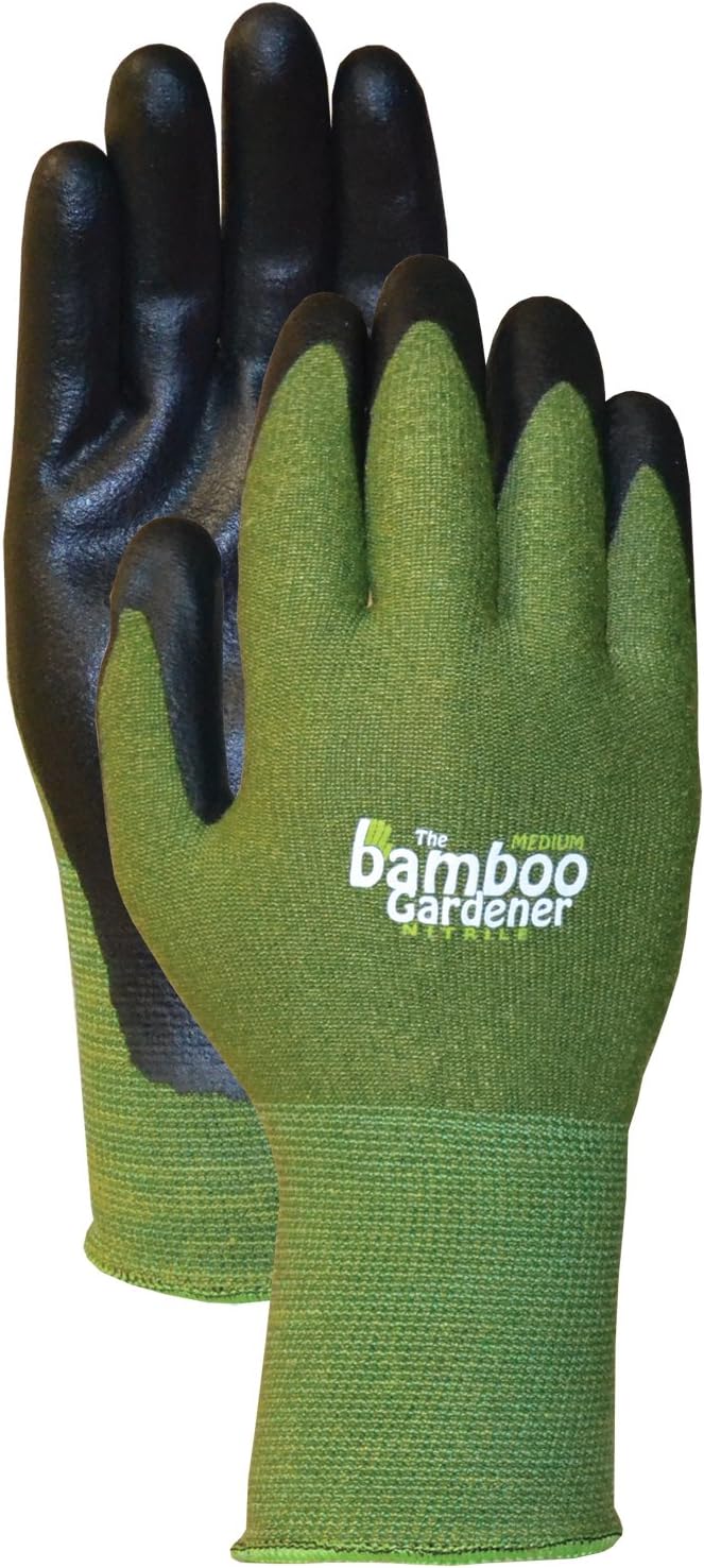 Bellingham C5371XL The Bamboo Gardener Work Gloves, Made of Sustainable Bamboo Rayon Fiber, Durable Nitrile Palm and Fingers, X-Large, Green