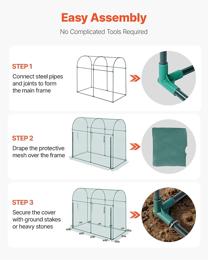 VEVOR Crop Cage, 5.9 x 2.98 x 4.9 ft Plant Protection Tent with Zippered Door, Wind-Resistant Tall Crop Cage, Easy to Install, Outdoor Raised Bed Cover with Frame, Plant Netting for Garden Patio Lawn