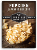 Survival Garden Seeds - Japanese Hulless Popcorn Seed for Planting - 1 Packet with Instructions to Plant and Grow Delicious Kernel Popcorn in Your Home Vegetable Garden - Non-GMO Heirloom Variety