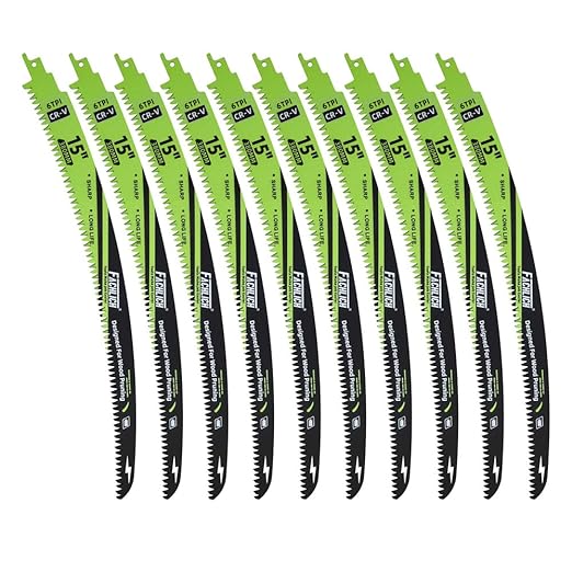 15" Japanese Teeth Reciprocating Saw Blades Wood Pruning - FACHLICH 10pcs Curved Edge 6TPI for Tree Trimming, Wood/PVC Pipe Cutting, Cr-V Sabre Blades Better Wear Resistance