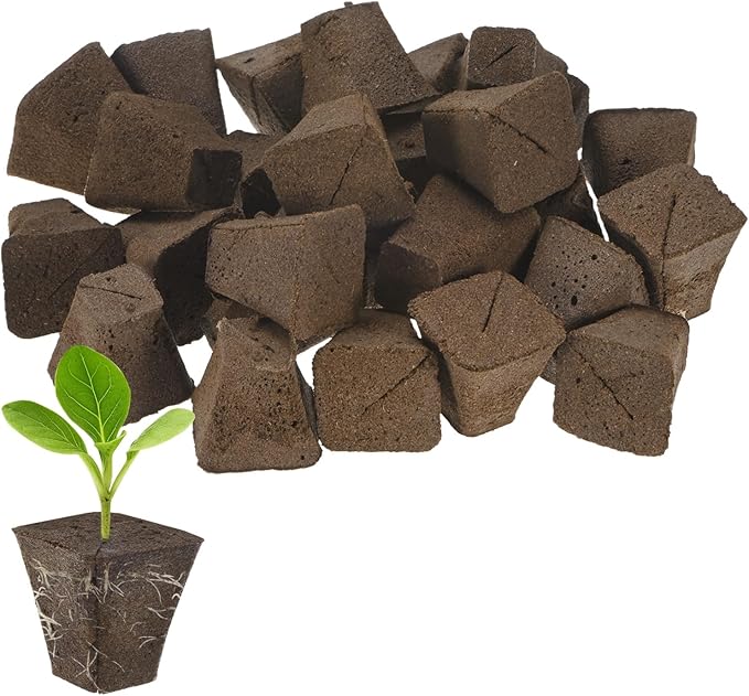 M METERXITY 20-Pack Grow Sponges, 1.7x0.8x1.8 Inch Replacement Root Growth Sponges Seed Pods for Plant Rooting/Seed Germination/Hydroponic Gardens System Supplies, Starter Plug for Seeds