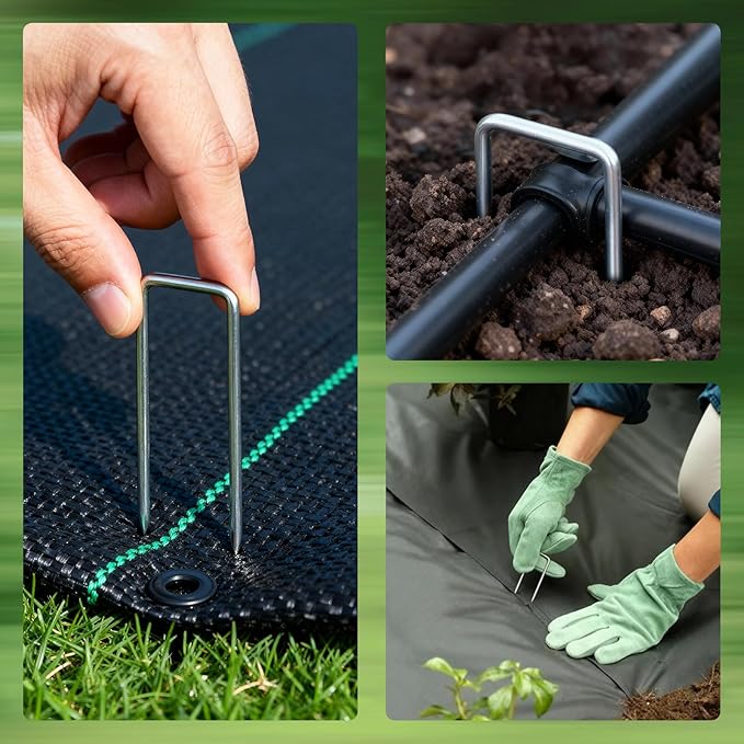 57 Pack 4 Inch Galvanized U-Shaped Garden Stakes Landscape Staples, 12 Gauge Heavy Duty Tent Stakes Ground Yard Lawn Pins for Landscaping, Weed Barrier Fabric, Fencing, Outdoor Decor