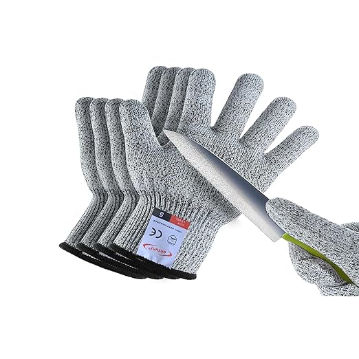 2 Pairs Cut Resistant Gloves for Kids 7-9 Years, Level 5 Protection Cutting Gloves Food Grade for Cooking, Whittling, Wood Carving, Gardening and DIY(Grey-XXS)