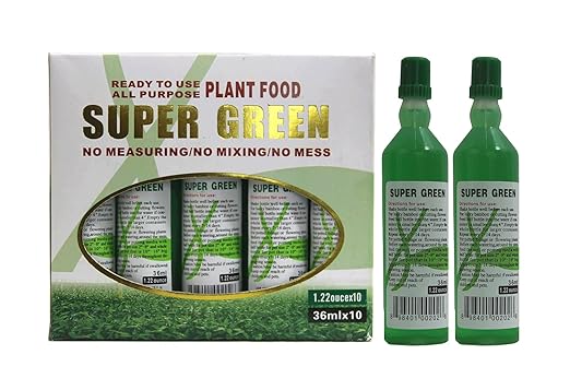 Super Green Bamboo & Plant Fertilizer – All-Purpose Liquid Plant Food, 12 Bottles (36ml Each)
