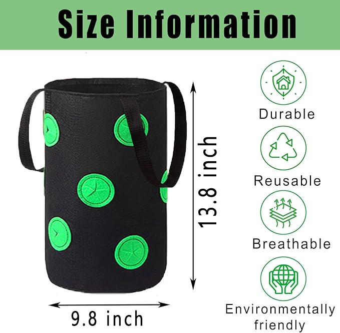Miewslan 5 Gallons Hanging Planting Grow Bags, Garden Upside Down Planter Strawberry Tomato Potato Grow Bag Vegetable Planting Bag with Holes