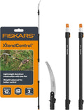 Fiskars XtendControl 12' Tree Pruner with 15" X1 Triple-Grind Saw, Two 3-6 Ft Extension Poles for Overhead Branch Trimming, Lightweight Aluminum Pole Saw with Secure Double-Locking System, Orange