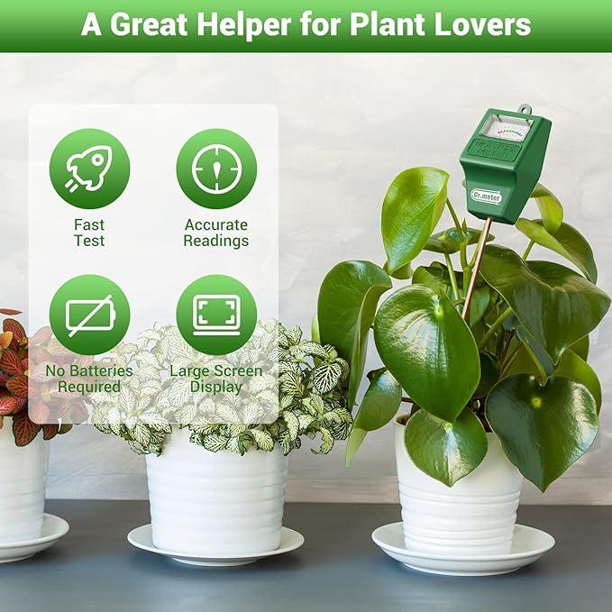 Soil Moisture Meter, Plant Water Meter for Garden Lawn Farm Indoor & Outdoor Use, Soil Tester Hygrometer Sensor for House Plants, Gardening Gifts, No Battery Needed