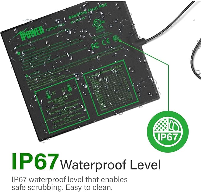 iPower 20" x 20.75" Seedling Heat Mat 2-Pack Upgraded Carbon Film Durable Waterproof Indoor Warm Hydroponic Plant Germination Starting Pad, Black
