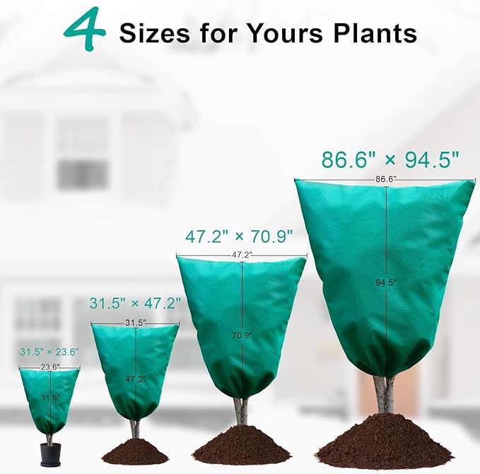 Insoma 2 Packs 2.2 oz/yd² Plant Covers Freeze Protection 31.5" W X 47.3" H, Outdoor Plants Frost Protection Covers with Zipper & Drawstring, Frost Blankets for Tree in Winter