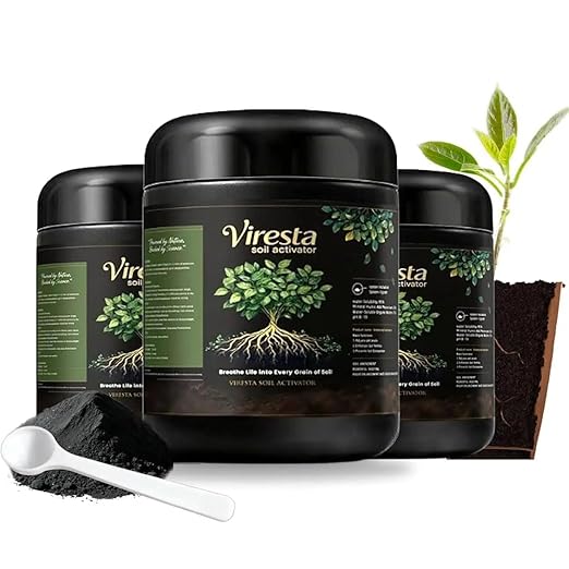 Soil Activator - Viresta Soil Revitalizer, Plant Food Enhancer, Concentrated Humic Acid Formula - Promotes Root Growth & Nutrient Uptake for Lawns, Garden, Indoor & Outdoor Plants (3Pcs)