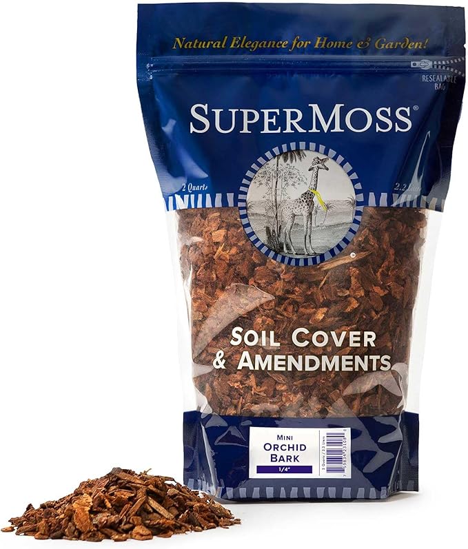 SuperMoss (23108) Orchid Potting Bark, 100% Natural White Fir Bark, 1/4", 2qt