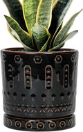 Eightpot Ceramic Plant Pots - 6 Inch Ceramic Planter for Indoor Outdoor, Round Flower Pots with Drainage Hole and Plant Saucer, Boho Decorative Small Planter, House Decor, Gifts for Gardeners, Black