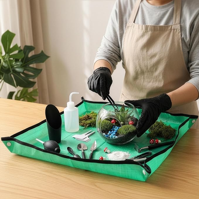 TOPZEA 30 Pcs Mini Succulent Gardening Tools Set, 19.7" Indoor Plant Repotting Mat with 29 Pcs Miniature Garden Hand Transplanting Tools, Succulent Bonsai Care Kit for Houseplant, Fairy Garden Care