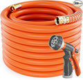 SPECILITE Garden Water Hose 200 ft x 3/4 in Heavy Duty, Flexible and Lightweight, Burst 600 psi, Kink-less Hybrid Rubber Pipe for Backyard, 3/4'' Brass Fittings, Orange