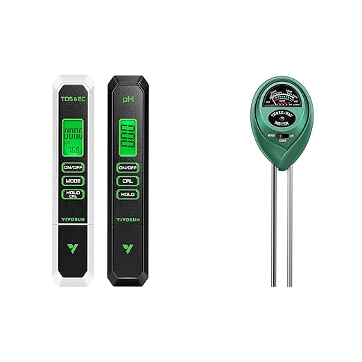 VIVOSUN Digital pH and TDS Meter Kits and Soil Tester, 3-in-1 Plant Moisture Meter Light and PH Tester for Home, Garden, Lawn, Farm, Indoor and Outdoor Use, Promote Plants Healthy Growth