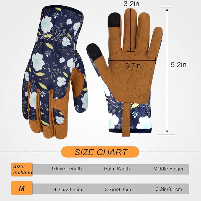 Leather Gardening Gloves for Women Thorn Proof Garden Gloves Touch Screen Working Gloves Gifts,M
